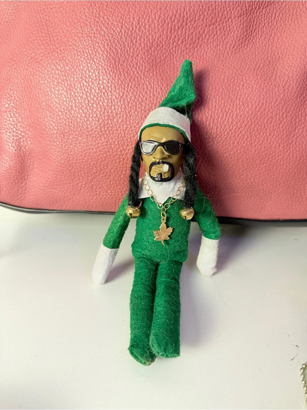 Snoop Dog Green Elf Doll with Sunglasses and Gold Leaf Charm - Picture 1 of 1